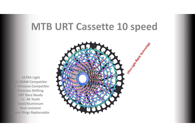 10s 11-46t Cassette Cluster Silver/Black  (Ultralight Race Technology) - HG