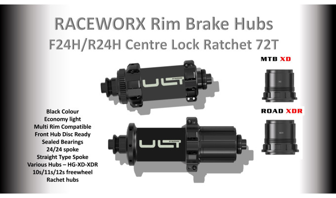 HUBS Set for Carbon/Aluminium Rim Brake  F24/F24 Ratchet Freewheel